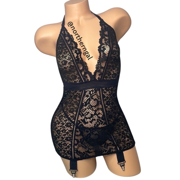 Victoria’s Secret Lace Plunge Slip Garter Set - Picture 4 of 17